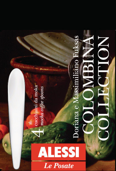 Alessi COLOMBINA espressolepeltjes, set van 4, wit bestek, verpakking