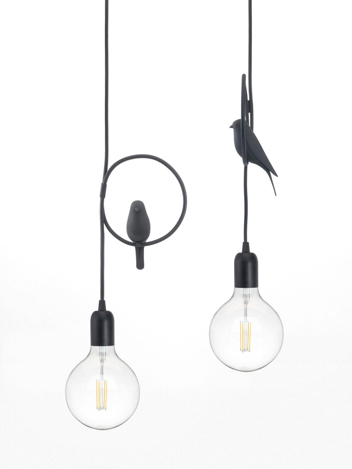 OKO hanglamp met vogel, dimbaar, in zwart