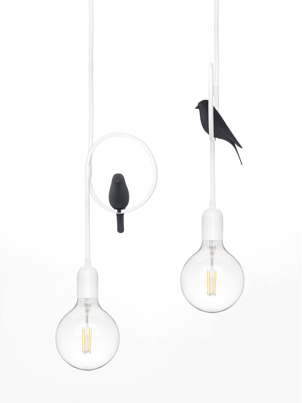 Studio Macura OKO hanglamp met vogel in zwart-wit, dimbaar