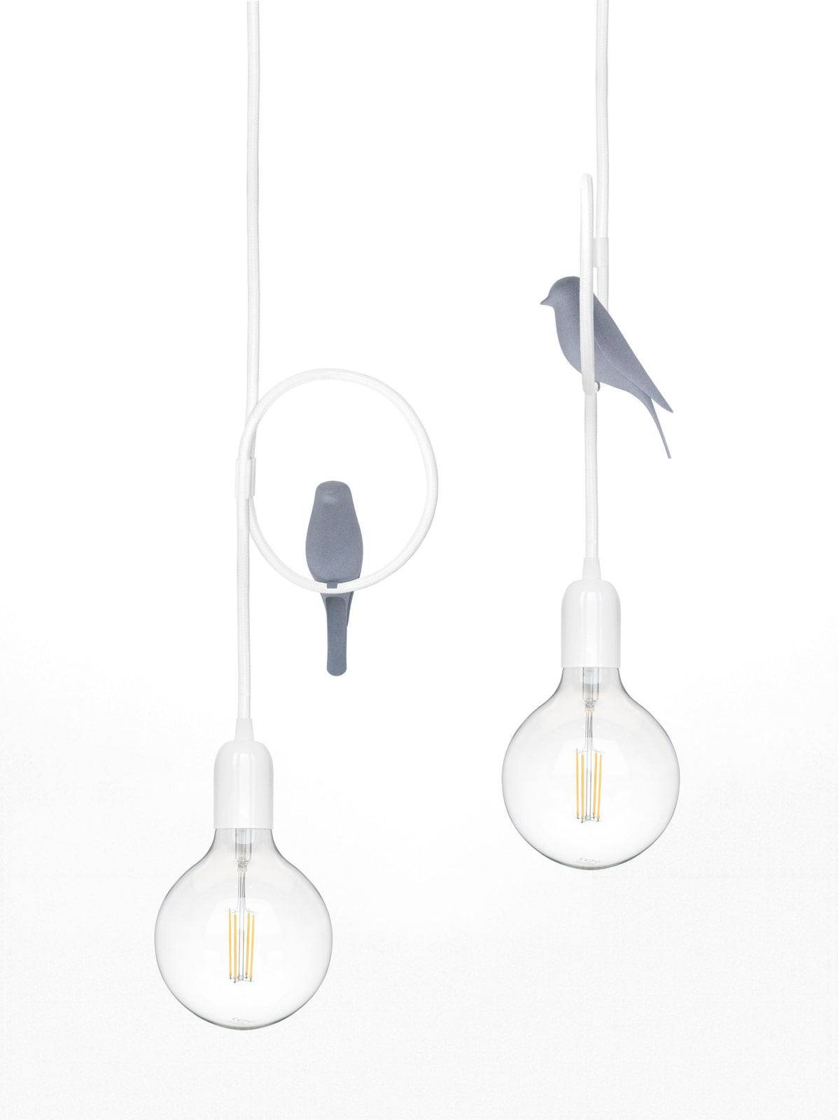 Studio Macura OKO hanglamp met vogel, dimbaar, in grijs
