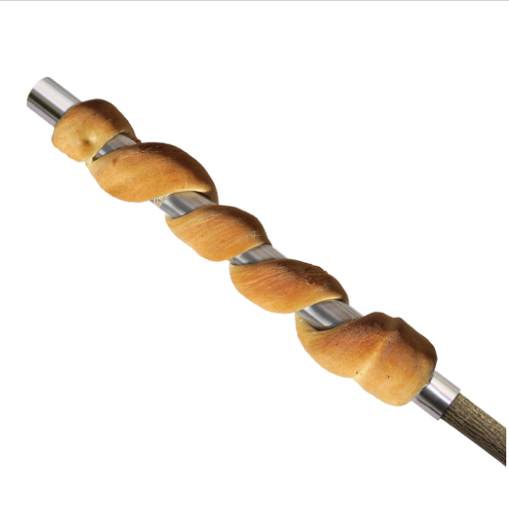 Take2 Tube it Set, detail van buisje met gebakken broodspiraal