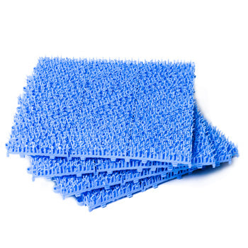 Shiba doormat tiles in blue, stacked, with round tufts
