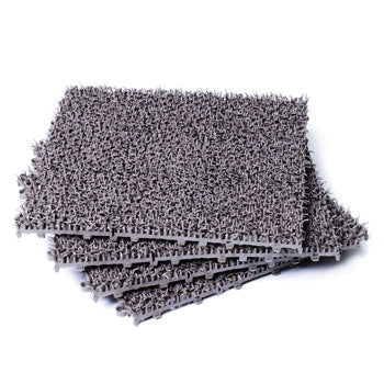 Shiba doormat tiles, taupe, stacked with round blades