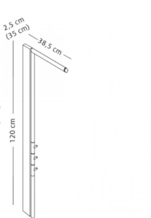 Dimension diagram of Lucmayor wall coat rack with all measurements in centimetres