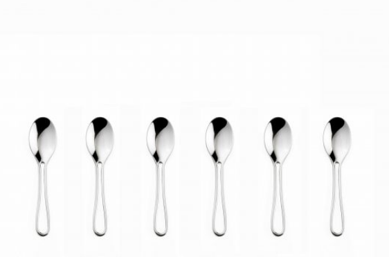 Alessi Open Air/Contour set kleine espressolepels met opengewerkt heft, roestvrij staal, ontwerp Maarten Baptist