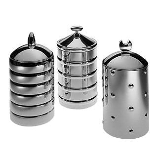 Alessi Kalistò set van drie bussen met deksel, roestvrij staal, serie Memory Containers