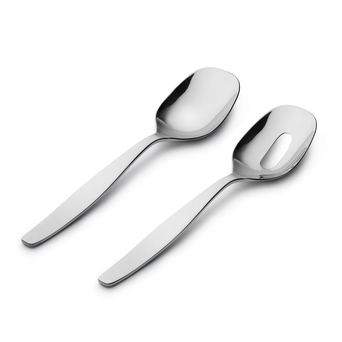 Alessi Itsumo slabestek en serveerlepel, RVS, diagonaal aanzicht, ontwerp Naoto Fukasawa