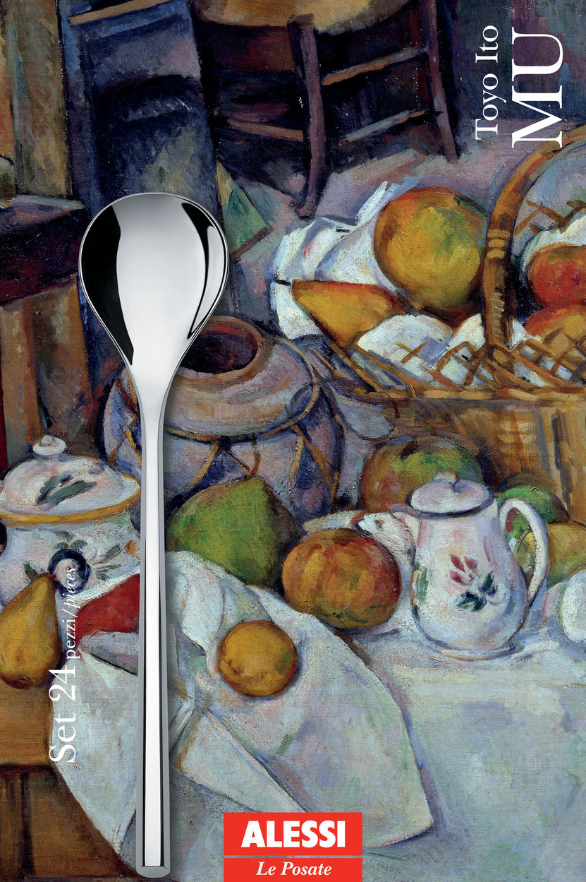 Alessi MU bestekset, verpakking met koffielepel en setaanduiding '24 pezzi'