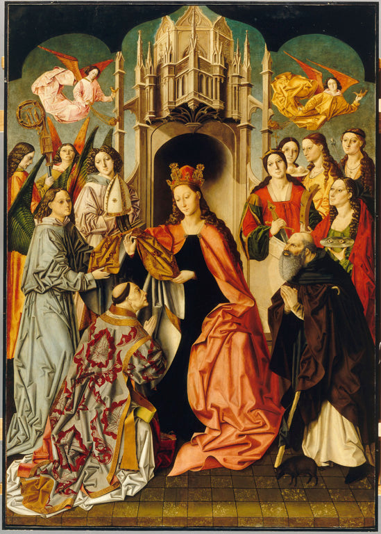 Theedoek Zoom Ildefonse, origineel schilderij van Sint Ildefonse als bron van de print