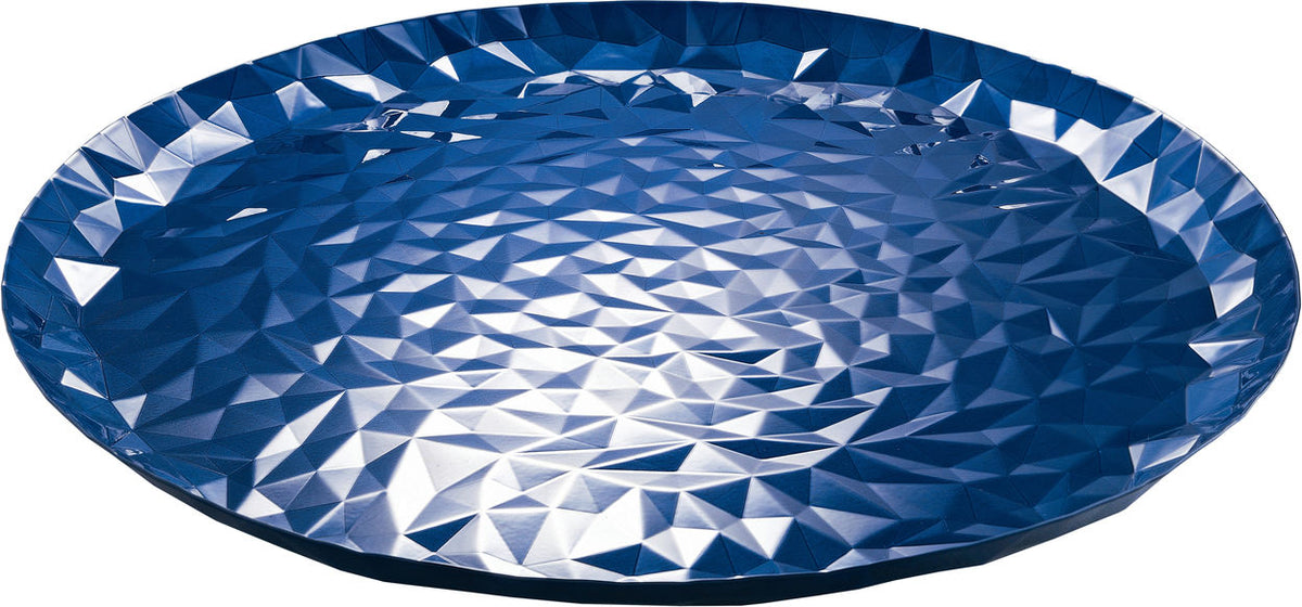 Alessi Joy N.3 dienblad met driehoekig reliëf, blauw, diameter 40 cm