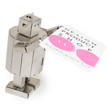 Factory Robo miniatuur robotje van metaal met hangtag