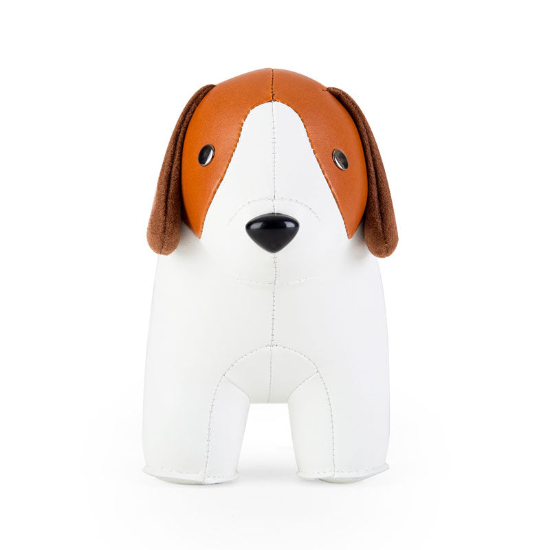 Zuny beagle deurstop, vooraanzicht met bruine oren en zwarte neus