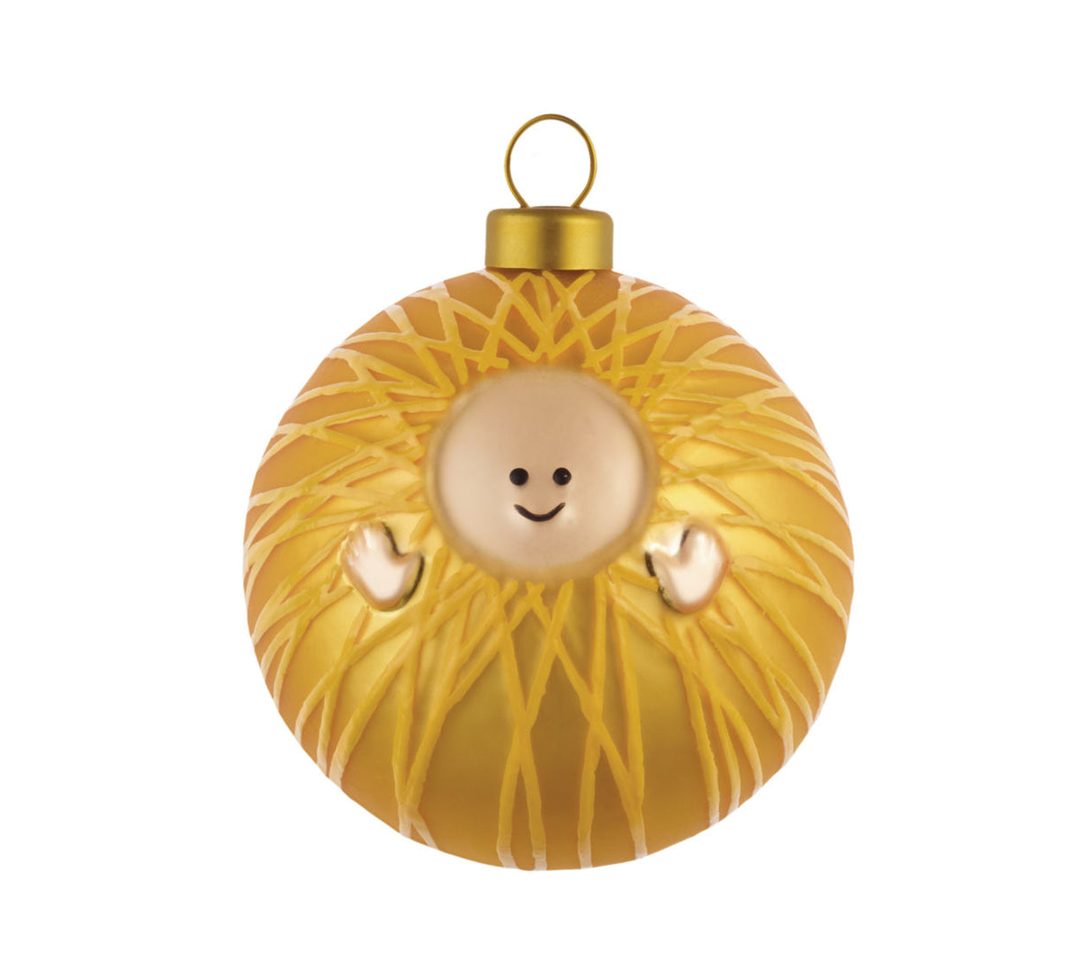 Alessi Gesu Bambino kerstbal met gezicht, goudkleurig, diameter 9 cm