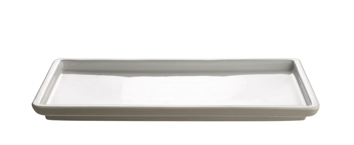 Alessi TONALE dienblad klein, rechthoekig, wit met grijze rand, ontwerp David Chipperfield