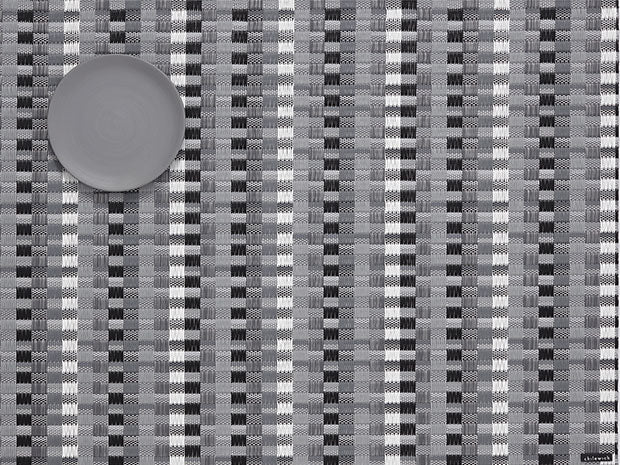 Chilewich Heddle Shadow placemat, geweven patroon in grijs, zwart en wit