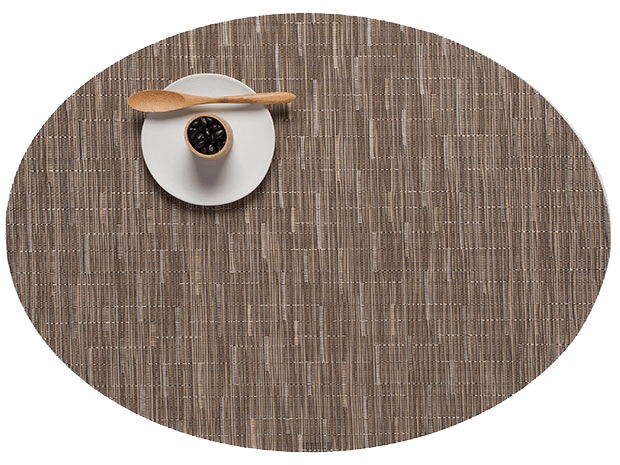 Chilewich ovale placemat Dune Bamboo, brown colour shading, overview