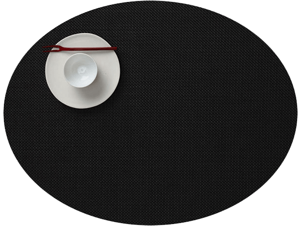 Ovale placemat in black with fine mini basketweave texture, for round and Ovale tables