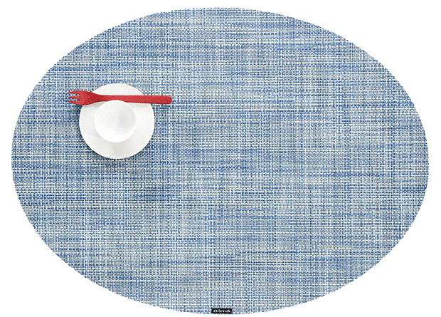 Chilewich oval placemat, blue mini basketweave structure, suitable for round tables