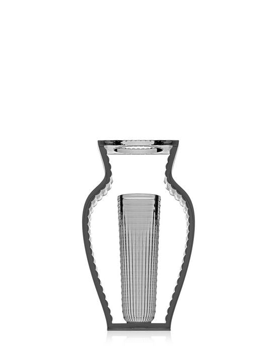 Kartell I Shine voorraad vaas in fumé, volledig aanzicht, hoogte 33 cm