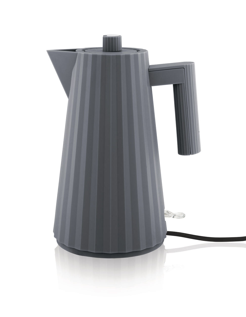 Alessi Plissé waterkoker in grijs, hoge 1,7 liter uitvoering, met snoer