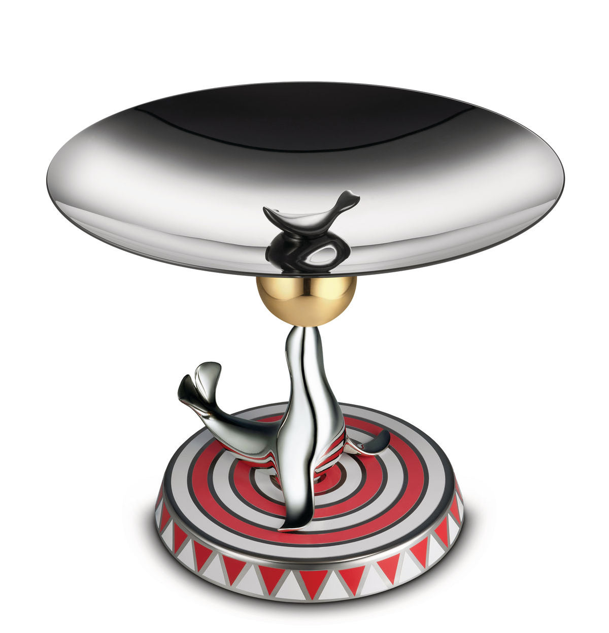 Alessi The Seal schaal uit speciale serie, zijaanzicht van zeehond op ronde voet