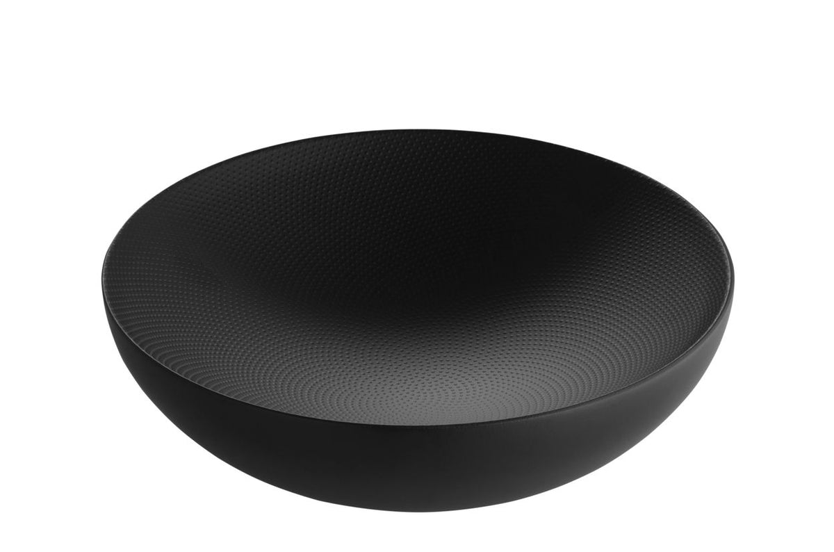 Alessi Double 25 schaal, matzwart met bolletjesreliëf, diameter 25 cm
