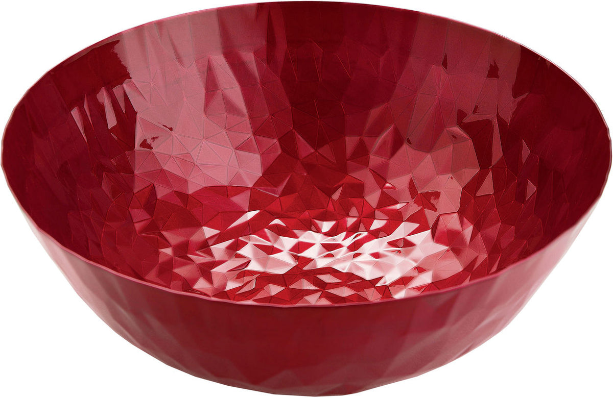 Alessi Joy N.11 kom in dieprood met facetreliëf, ontwerp Claudia Raimondo