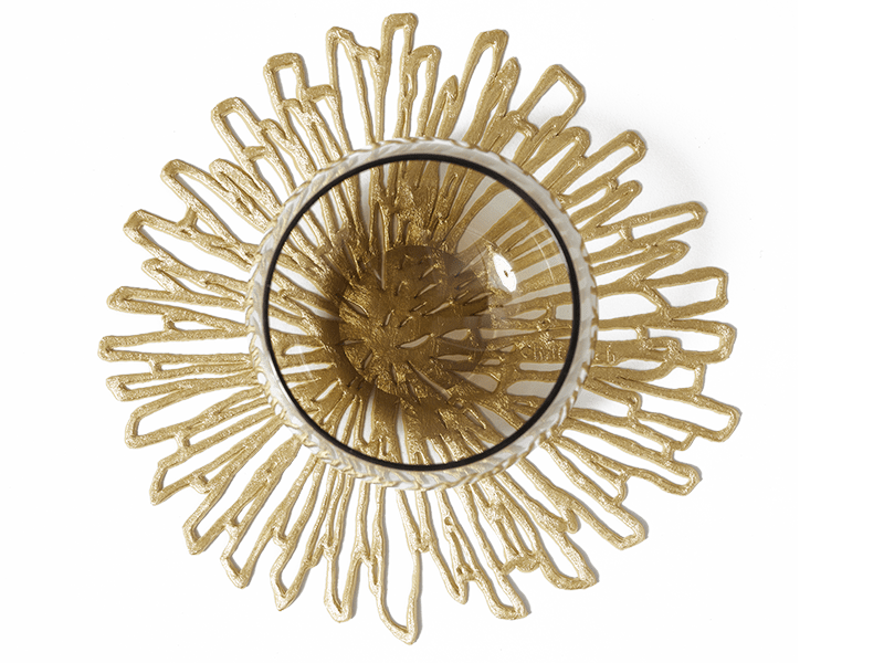 Chilewich Bloom Gilded mooie onderzetter, goudkleurig vinyl, bovenaanzicht