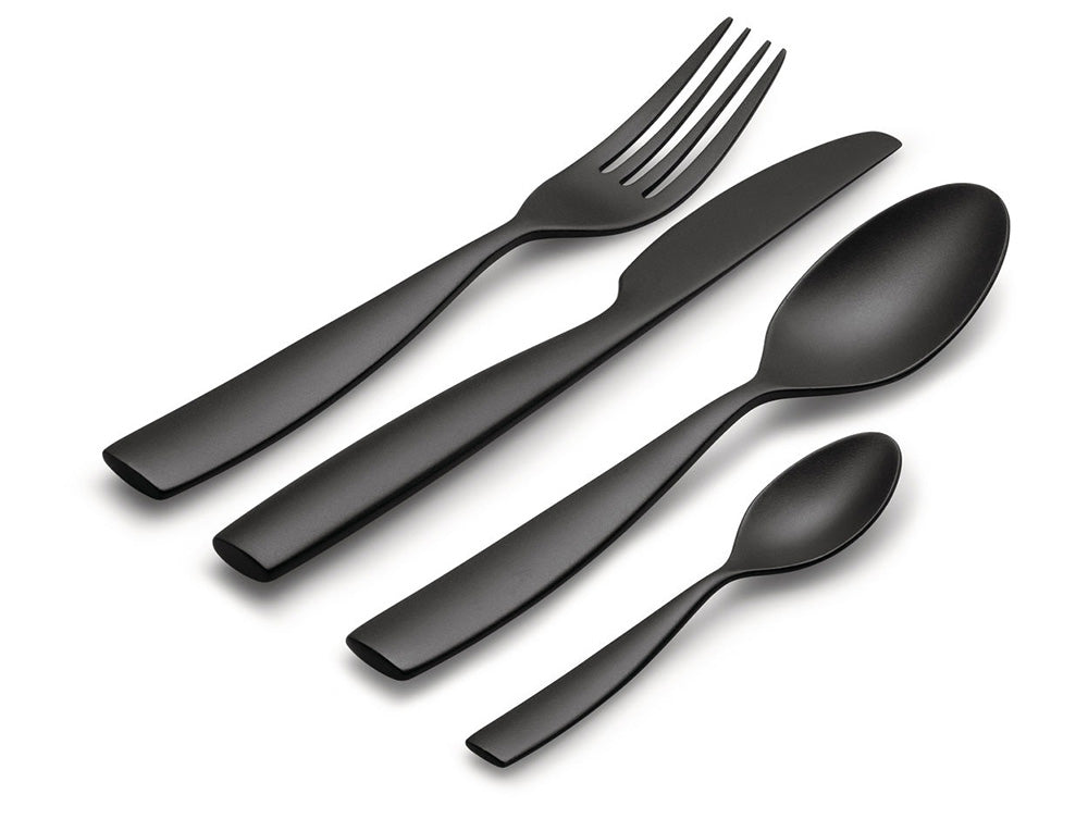 Alessi Dressed En Plein Air bestekset van Marcel Wanders, zwart melamine, bovenaanzicht