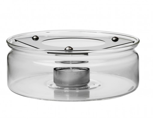 Los glazen rechaud met waxinelicht van de Mono Ellipse theepot