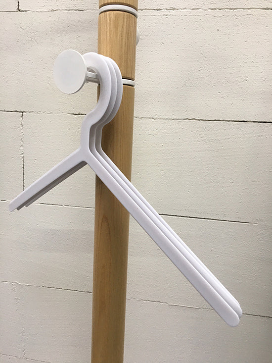 Alessi Illusion Set White coat hangers, deep model hanging on a coat rack
