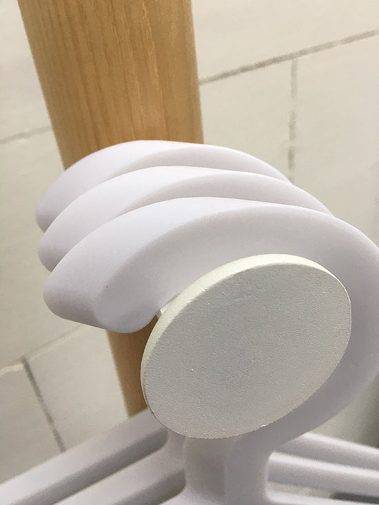 Alessi Illusion Set White coat hangers, detail of the stacked hooks