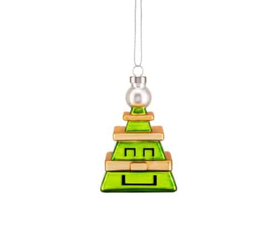 Cubic-Tree kerstbal van Alessi, groen glas met goud, hangend aan koordje