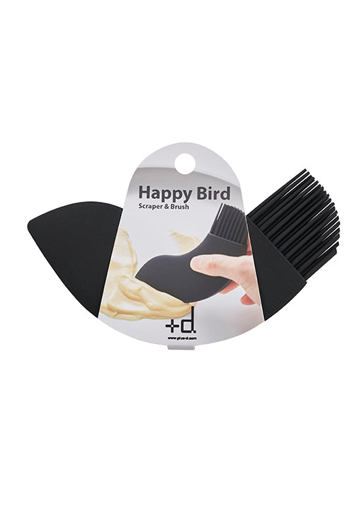 +D Happy schraper met kwast, zwart, in verpakking
