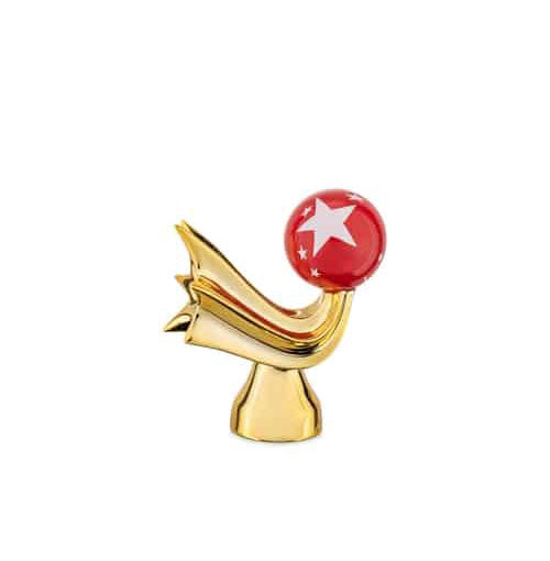 Alessi figurine Stella Cometa from the happy Eternity series, gold with red Christmas bauble