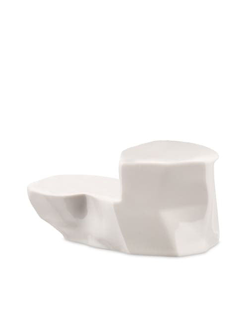 Alessi La Roccia rock plateau by Massimo Giacon, white porcelain, topper for Christmas figurines series 2