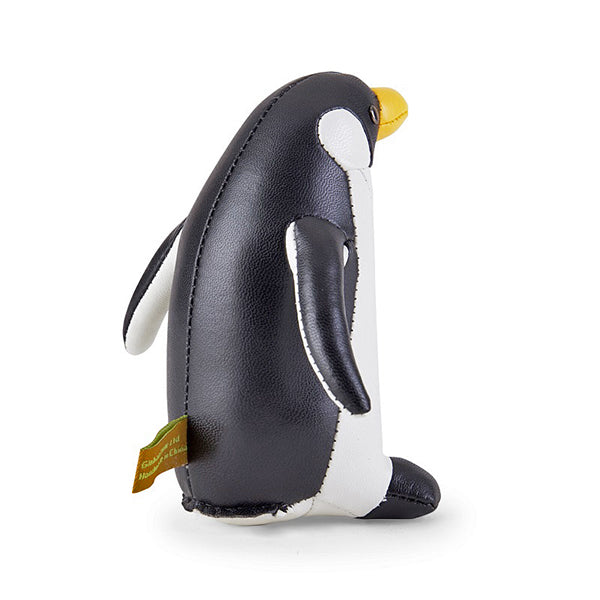 Zuny presse-papier in pinguïnvorm van kunstleer, achteraanzicht