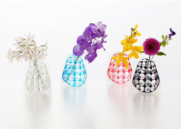 D-Bros vlakke vaas Red-Clear-Balls, lage vazen in transparant, blauw, rood en zwart