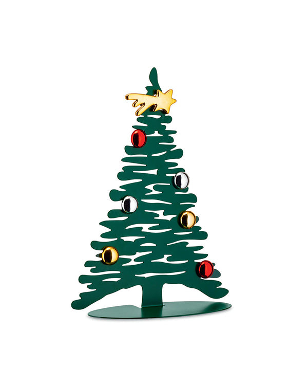Alessi Bark kleine kerstboom, groen metaal, 30 cm, met 7 magneetjes
