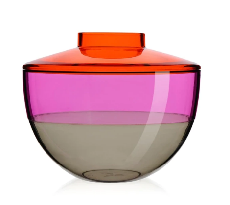 Kartell Shibuya vaas met deksel, in oranje, roze en grijs