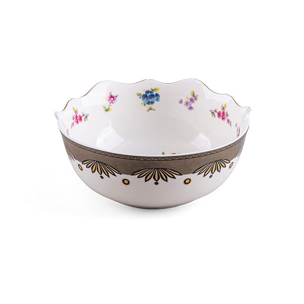 Saylac bowl from Seletti's Hybrid World series, floral motif and wavy rim, designed by CTRLZAK