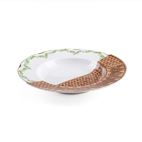 Soup plate from the Hybrid series by seletti, designed by CTRLZAK, angled view