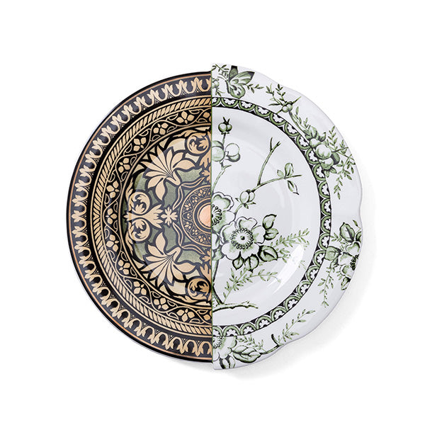 Alessi Hybrid Lothal large plate by CTRLZAK, top view with oriental motif and flowers