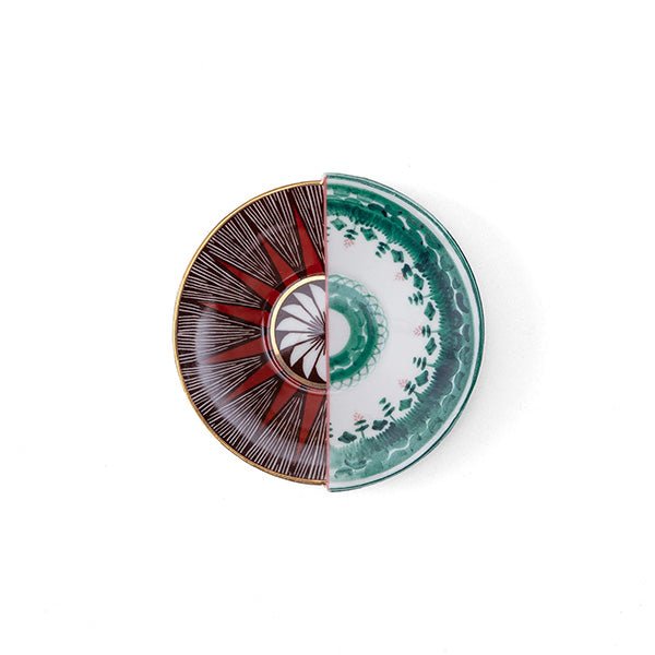 Chucuito saucer by Seletti, separate, two-tone pattern in green and red