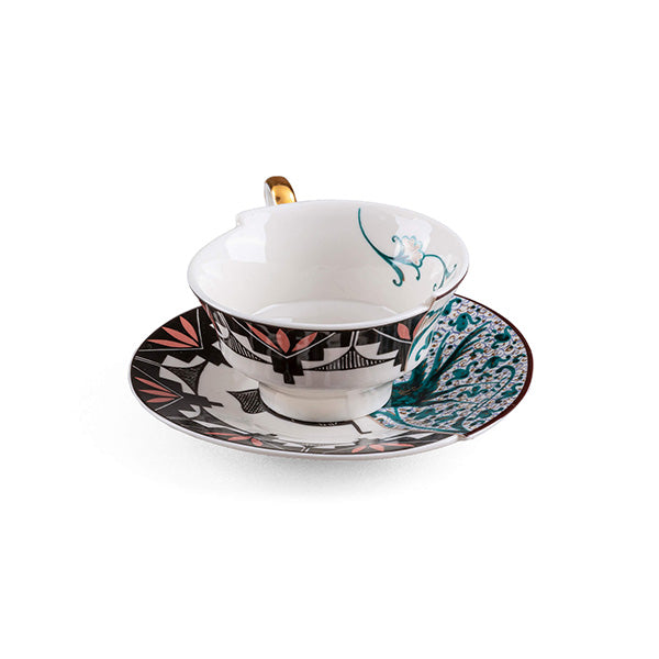 Teacup and saucer from the Hybrid series, Aspero pattern, design CTRLZAK, alternative view
