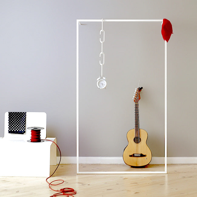 MF Leano 100 coat rack in white, front view with open frame
