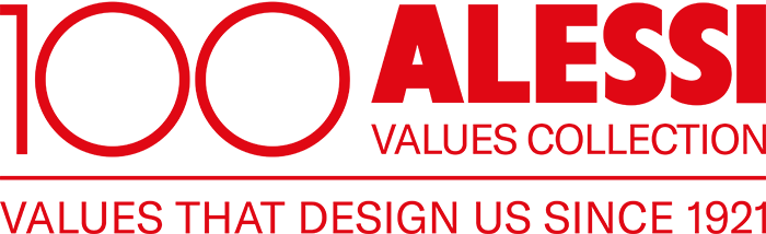 Alessi 100 Values Collection logo, anniversary range since 1921