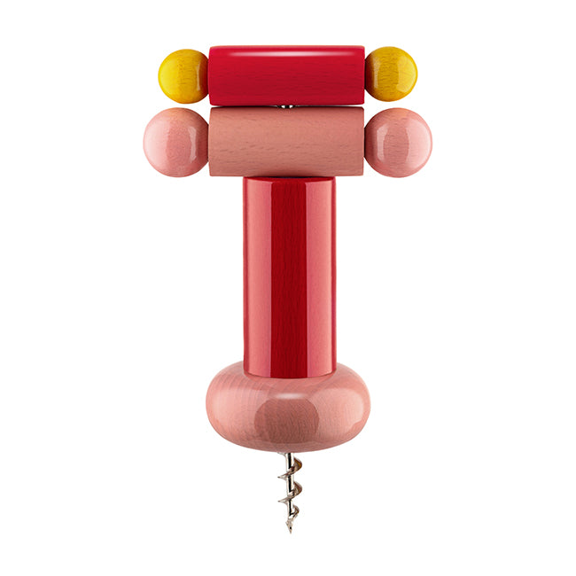 Twergi kurkentrekker in rose-rood, ontworpen door Ettore Sottsass voor Alessi