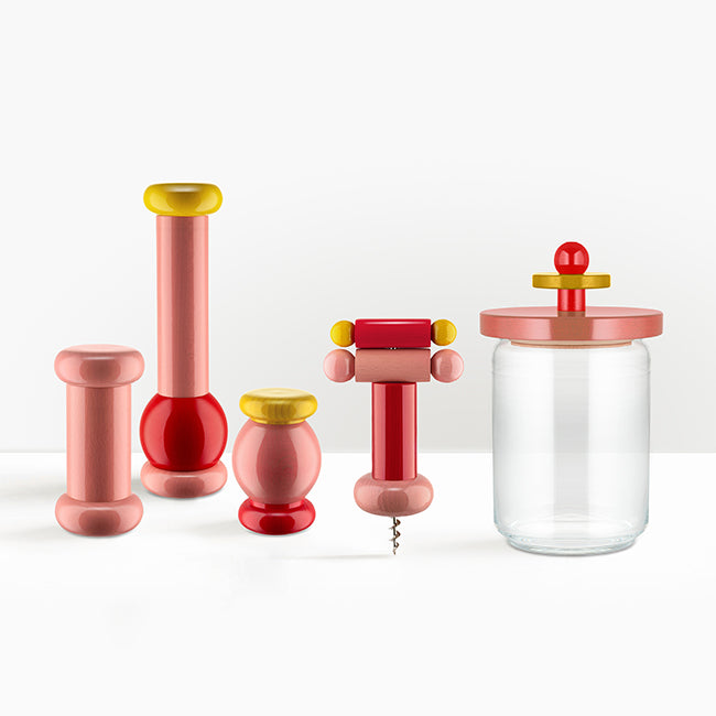 Twergi corkscrew in rose-red next to other products from the special collection