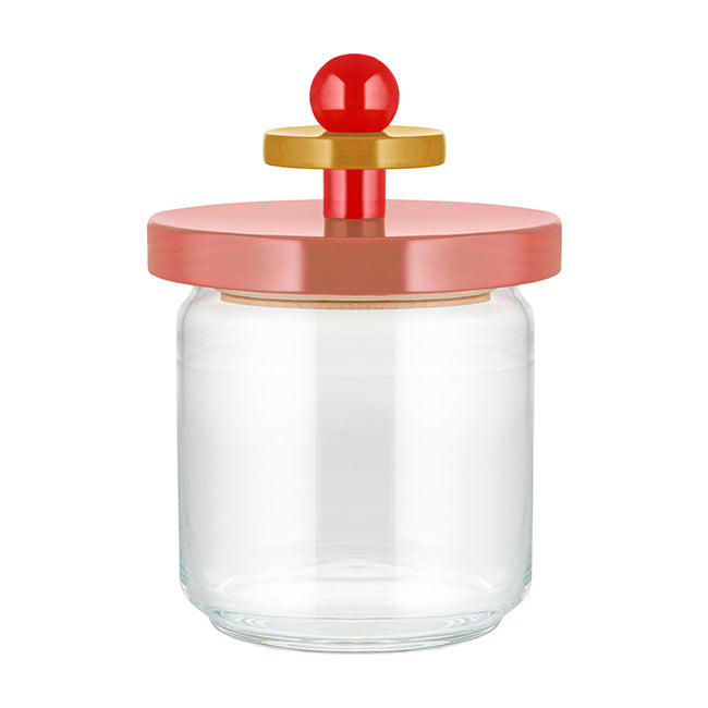 Alessi Twergi voorraadpot, glas met houten deksel in roze en goud, 75 cl